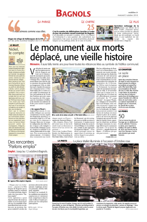 Le monument aux morts déplacé